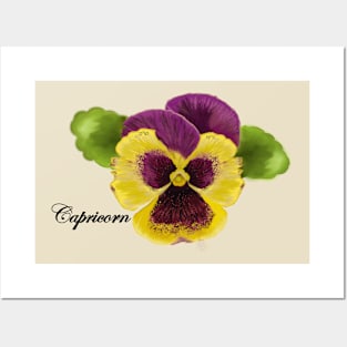 Capricorn Floral Zodiac Posters and Art